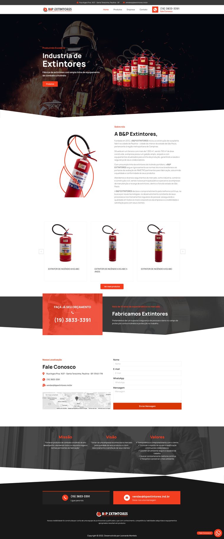 Site da B&P Extintores